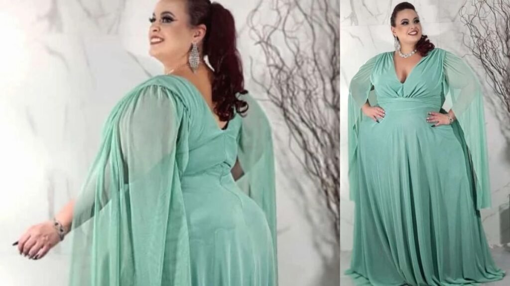 vestido verde menta plus size
